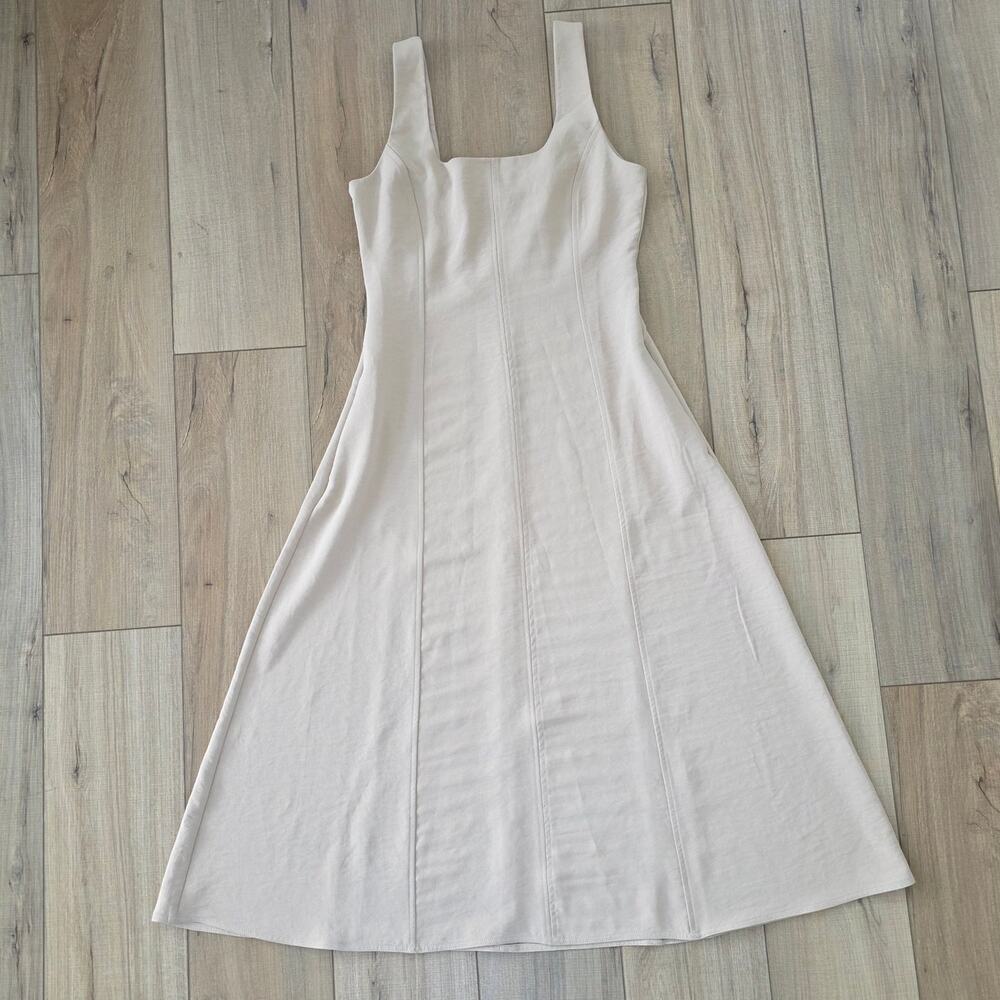 Joie Cream Sleeveless A-Line Square Neck Soft Fit & Flare Midi Dress Women Sz 6 - Picture 7 of 7